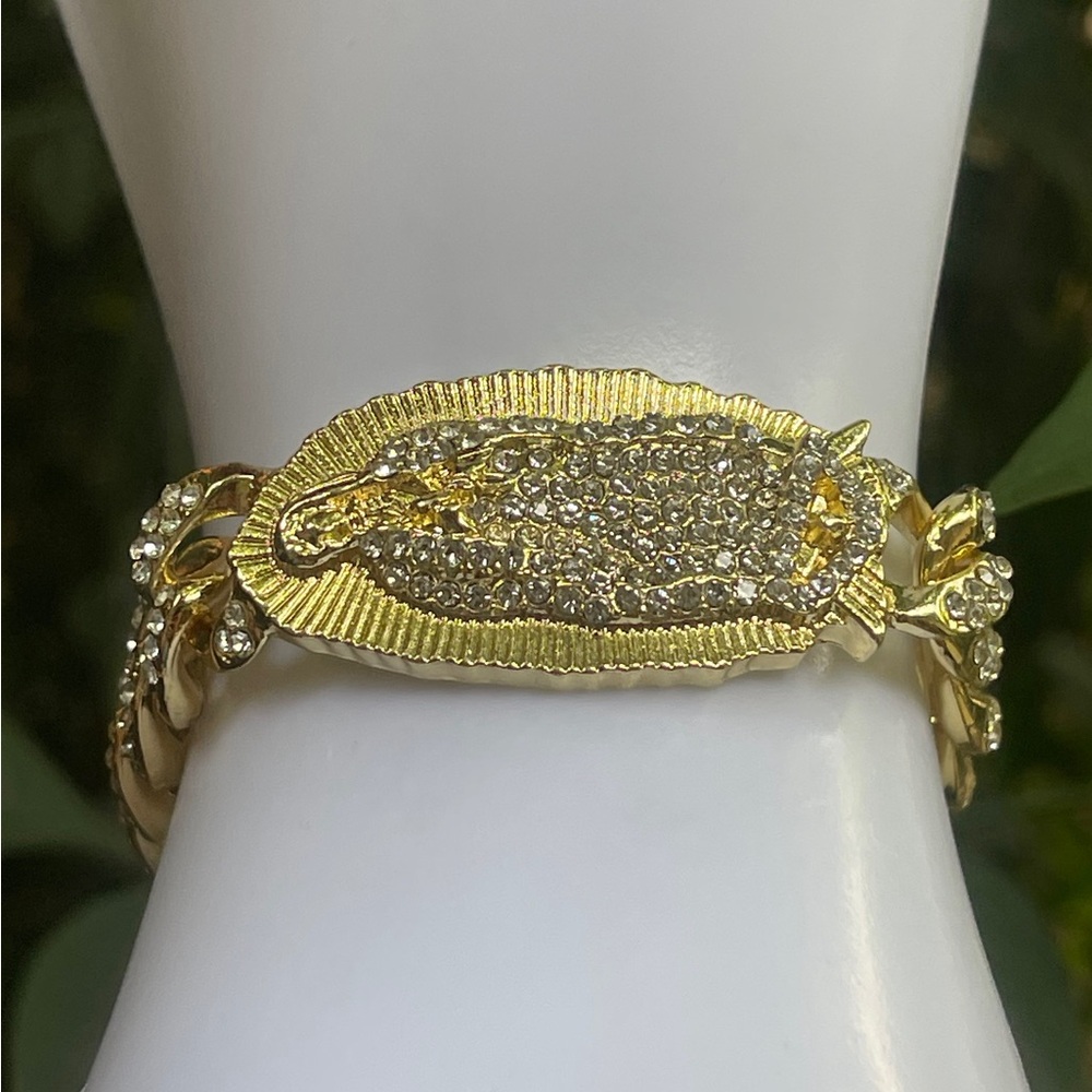 Cuban Link Bracelet Virgin Of Guadalupe Gold Plated Hip Hop /Oro láminado
